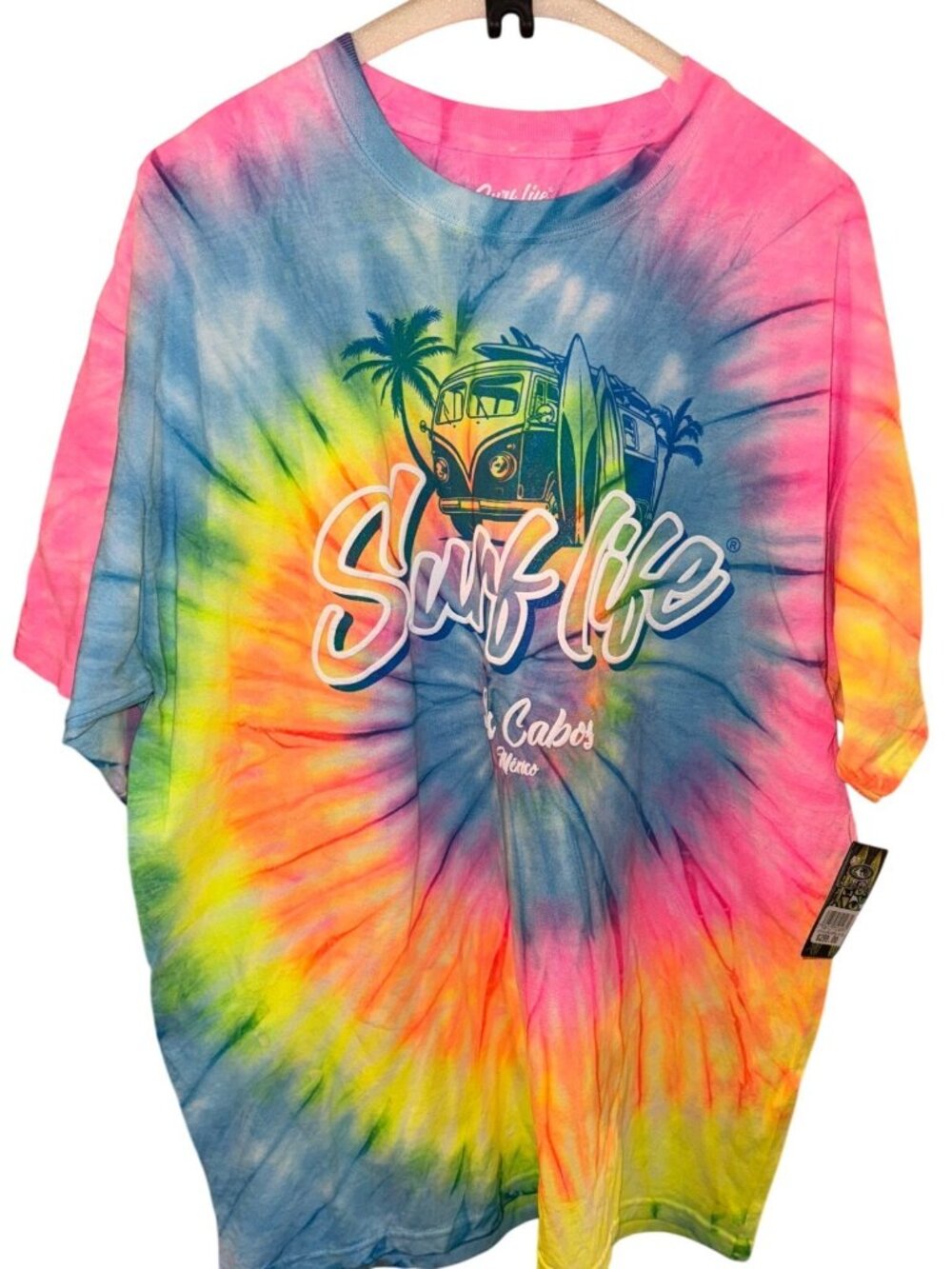 NWT Surf Life Tie-Dye Los Cabos Mexico T-Shirt Mens XL 100% Cotton Surfer Beach